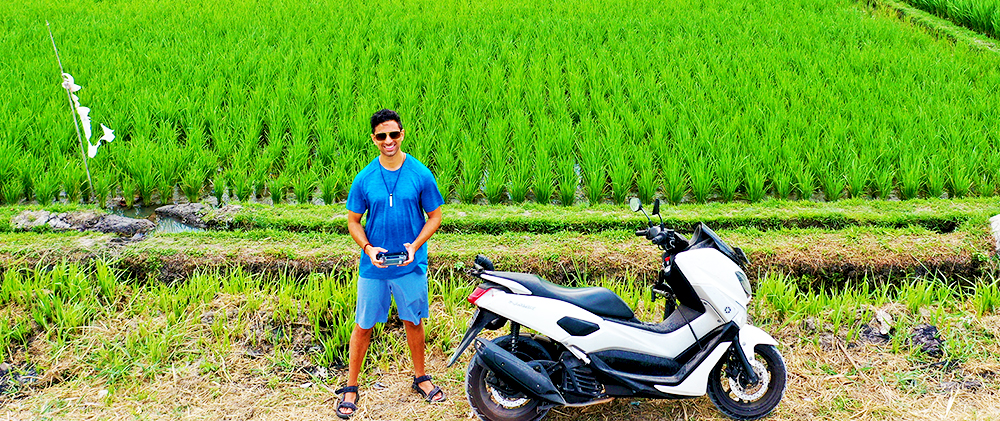 Motorbike in rice paddies
